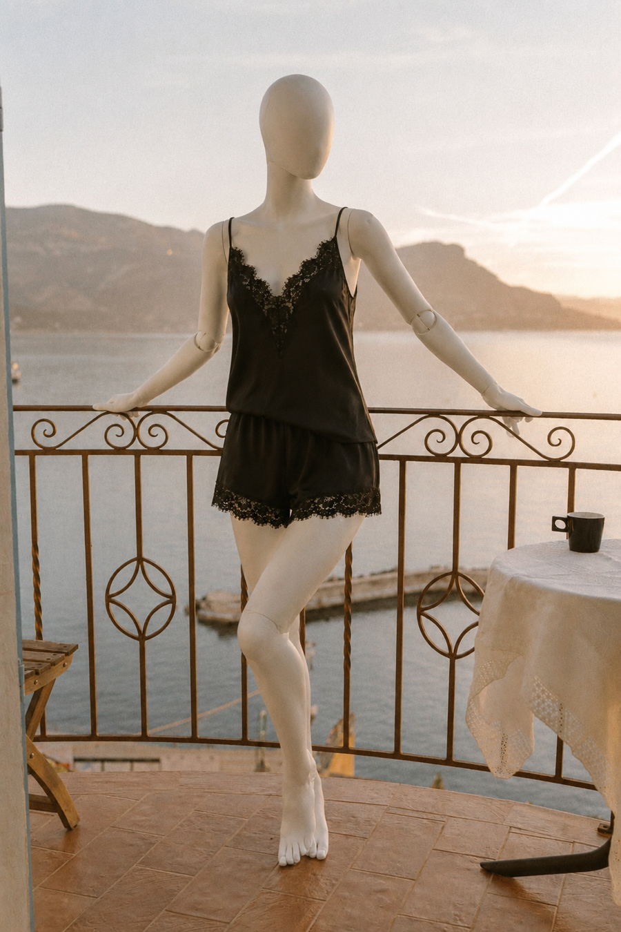 Lace Trim Camisole Set