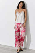 Lace Satin Cami Set with Floral Pajama