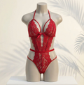 Lace Plunge Teddy - Red Front
