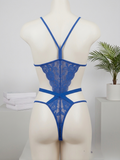 Lace Plunge Teddy - Royal Blue Back