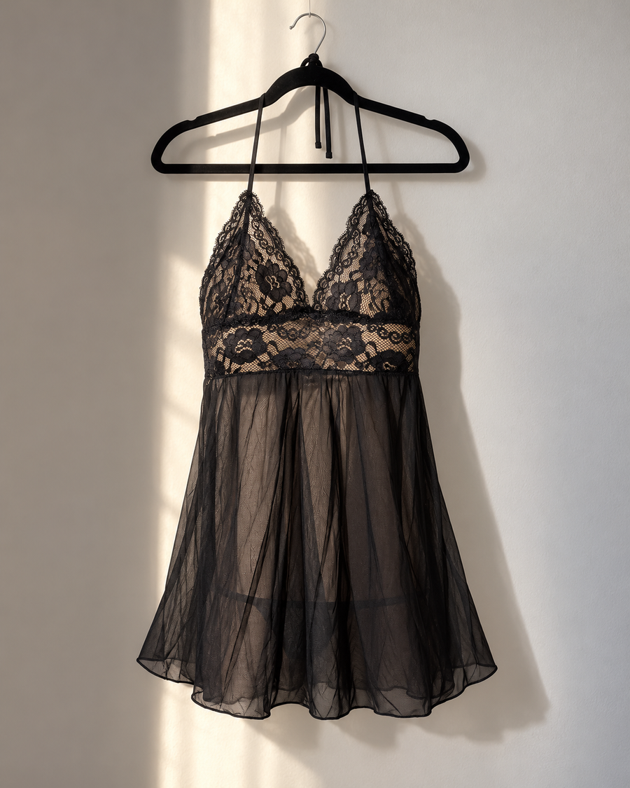Midnight Whisper Lace Babydoll