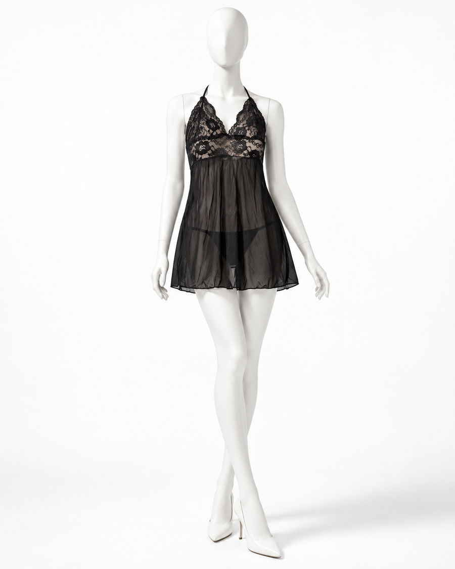 Midnight Whisper Lace Babydoll